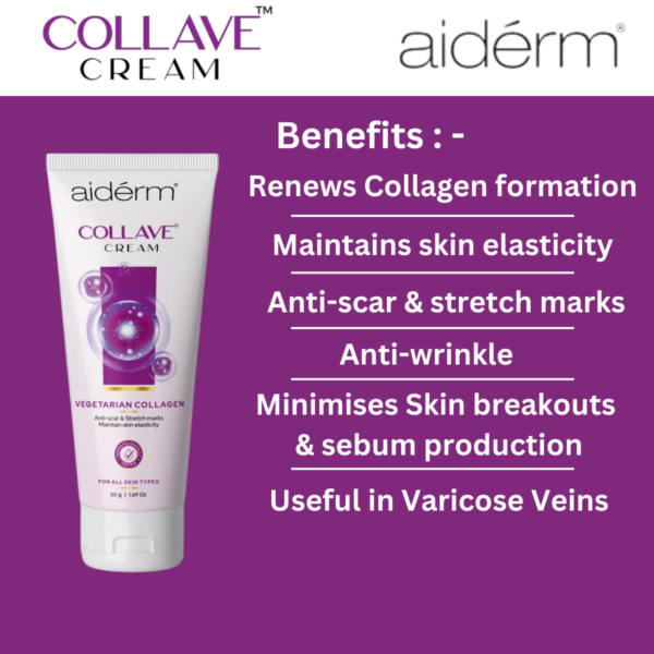 Collave – Gotu kola cream (Vegetarian collagen) for Anti stretch marks skin elasticity & Varicose Veins – 50 G - Image 3