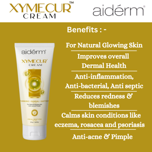 Xymecur – (Turmeric, Sandal & Saffron) Cream for Natural Glowing skin Anti-acne & Pimple – 50 G - Image 3