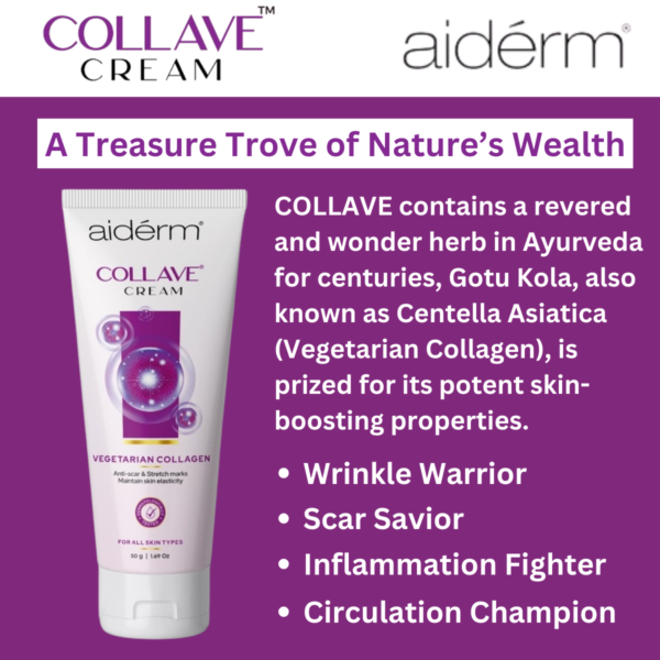 Collave – Gotu kola cream (Vegetarian collagen) for Anti stretch marks skin elasticity & Varicose Veins – 50 G - Image 4